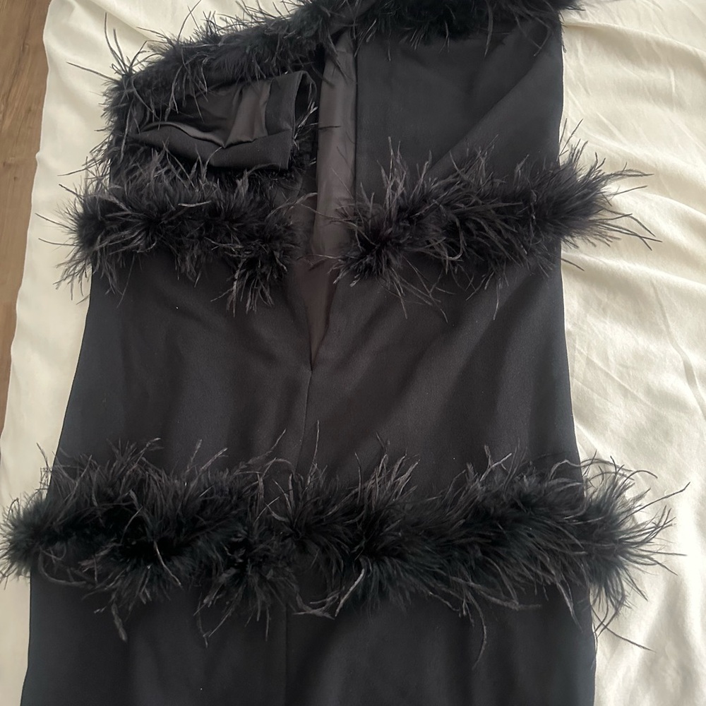 House of CB maricel feather trim cocktail dress - Picture 3 of 4